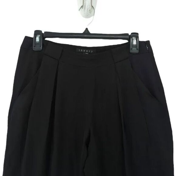 Theory Women  Kissan Lifestyle Trousers Pants Black Silk Georgette size 4 - Picture 11 of 11